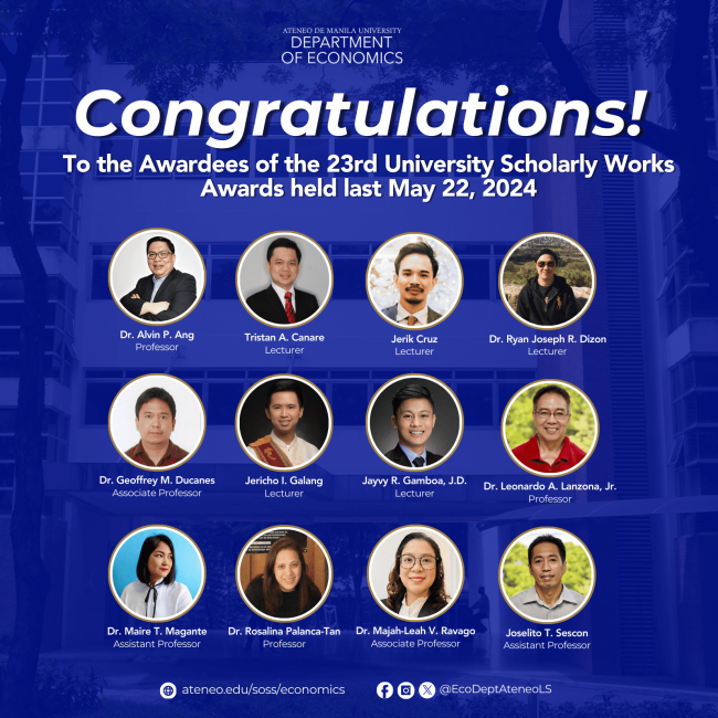 23rd USWA Winners from the Department of Economics
