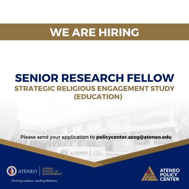 CALL FOR APPLICATIONS: SENIOR RESEARCH FELLOW – STRATEGIC RELIGIOUS ENGAGEMENT STUDY (EDUCATION)