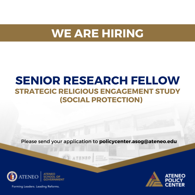 CALL FOR APPLICATIONS: SENIOR RESEARCH FELLOW – STRATEGIC RELIGIOUS ENGAGEMENT STUDY (SOCIAL PROTECTION)