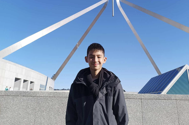 Rafa Alfonso in Parliament House in Canberra, Australia 