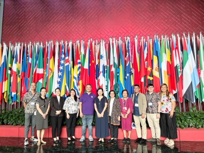 The delegation at the Center for Language Cooperation and Education (CLEC) with Ms Zhu Meifen, Director of Asia-Africa Projects. 