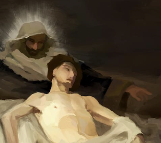 Detail of St Ignatius Banner by Josh Ong Ante 