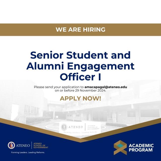 ASoG is hiring a senior student and alumni engagement officer I.