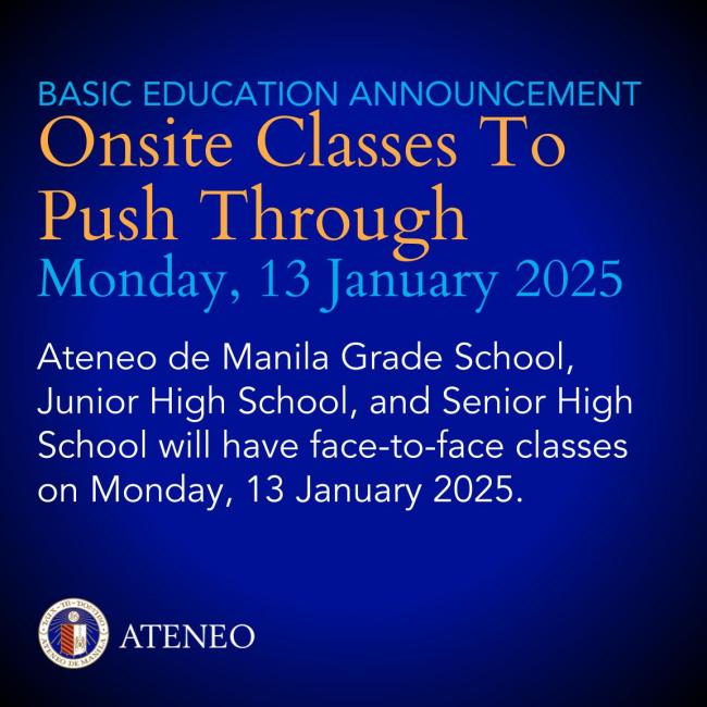 BE onsite classes to push through on 13 January 2025  