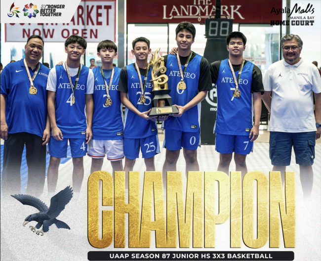 (L-R) Coach Reggie Aromin, Q Molina, JD Juangco, Sky Jazul, YJ Lacsamana, Zane Kallos, Em Fernandez  