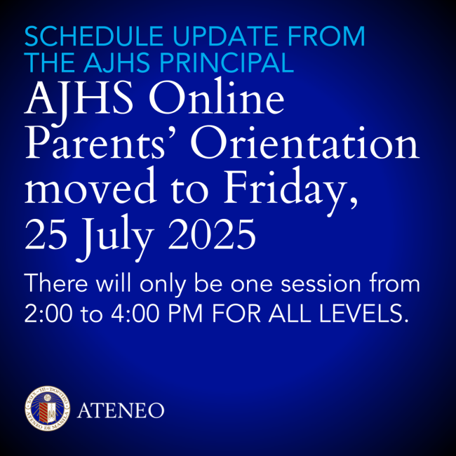 AJHS Parents' Orientation moved to 25 July 2025 