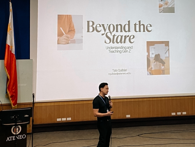 DISCO-HE Director Tats Quiblat speaks on engaging Gen Z learners at INTACT Homeroom Advisers’ assembly