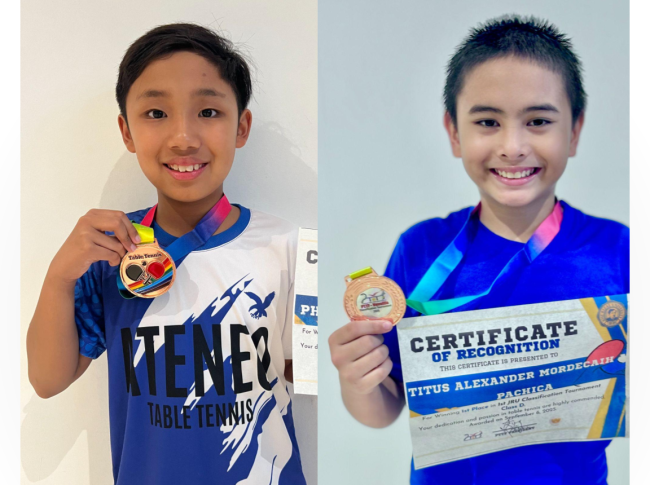 Table tennis bronze medalists Philo Go (left) and Titus Pachica JRU/PFFT 