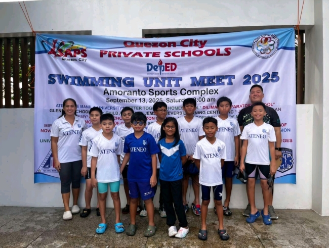 The AGS contingent at the Swimming Unit Meet 2025 for Quezon City Private Schools