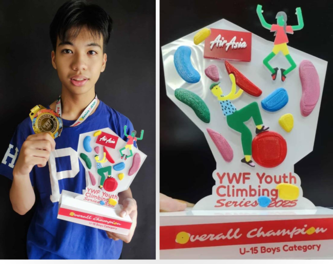 Cyan Blanca is U-15 Boys overall champion of YWF Youth Climbing Series 2025 