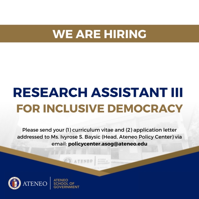 Research Assistant III (Inclusive Democracy)