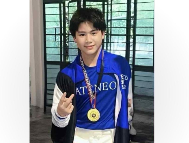 Gold medalist Ethan Santos (fencing)   