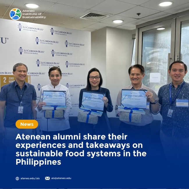 Dr Benjamin Tolosa (left) and Dr Emmanuel Delocado (right) flank the three speakers at the Blue Roots event