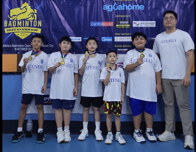 From left: Acz Clutario, Clei Marquez, Noah Callanta, David Callanta, Bruce Santiago, Coach Jake Nieves