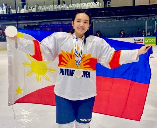 SEA Games silver medalist Miki Pe Aguirre of the Philippine National Women's Ice Hockey Team