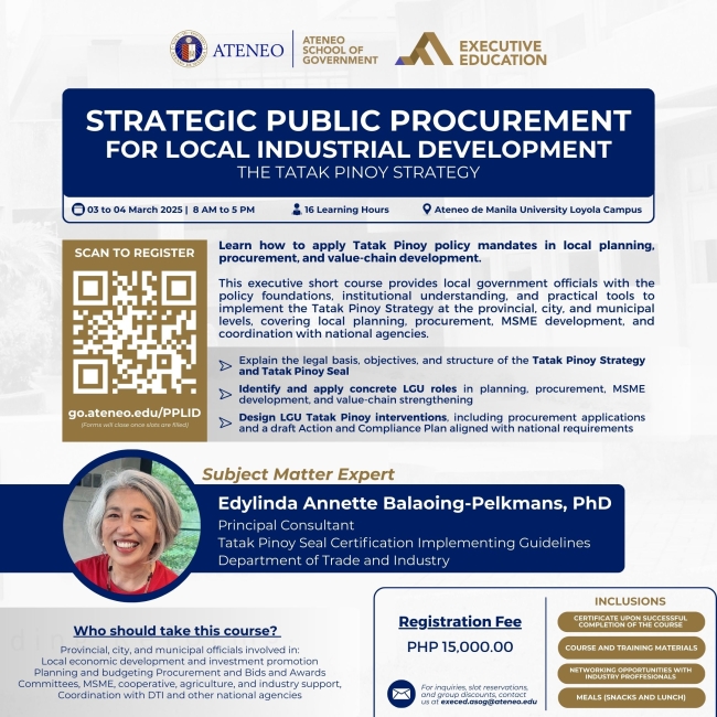 Strategic Public Procurement for Local Industrial Development The Tatak Pinoy Strategy
