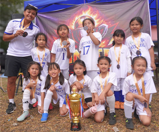 Front row form left: Charlie Dela Cruz, Tala Lorenzo, Lara Martinez, Mia Sto. Domingo, and Livia Lazaro; back row from left: Coach Joyce Semacio, Gabrielle Martinez, Cassiegh Abad, Lexie Enerio, Tebby Baltazar, Bea Catral