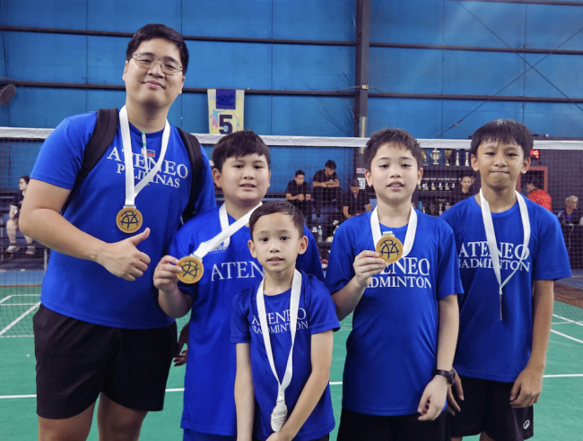 From left: Coach Jake Nieves, Cross Marquez, David Callanta, Noah Callanta, Acz Clutario