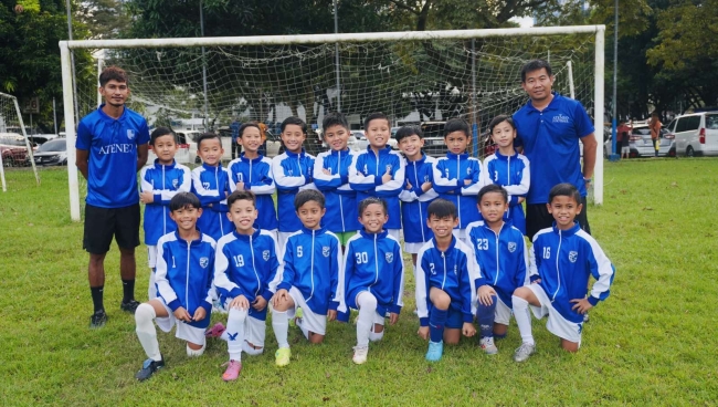 Front row from left: Jacob Paraiso, Matti Timbol, Cayden Torres, Pio Flameño, Pocholo Castro, Lucas Rosanes, Tan Baquiran; back row standing from left: Vin Paez, Dion Lozano, Iko Osite, Hugo Daquigan, Rocco Verzosa, Collin Babst, Kian Molina