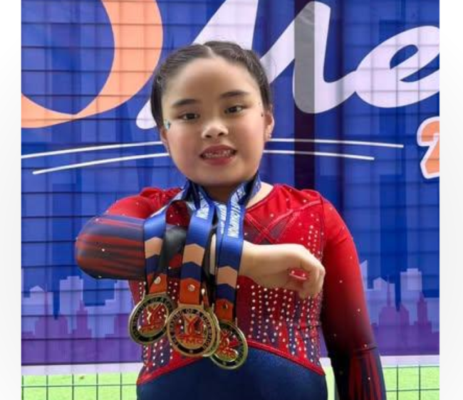 Charlotte Saluta won 4 gold medals at the TMC Gymnastics tournament 2025 