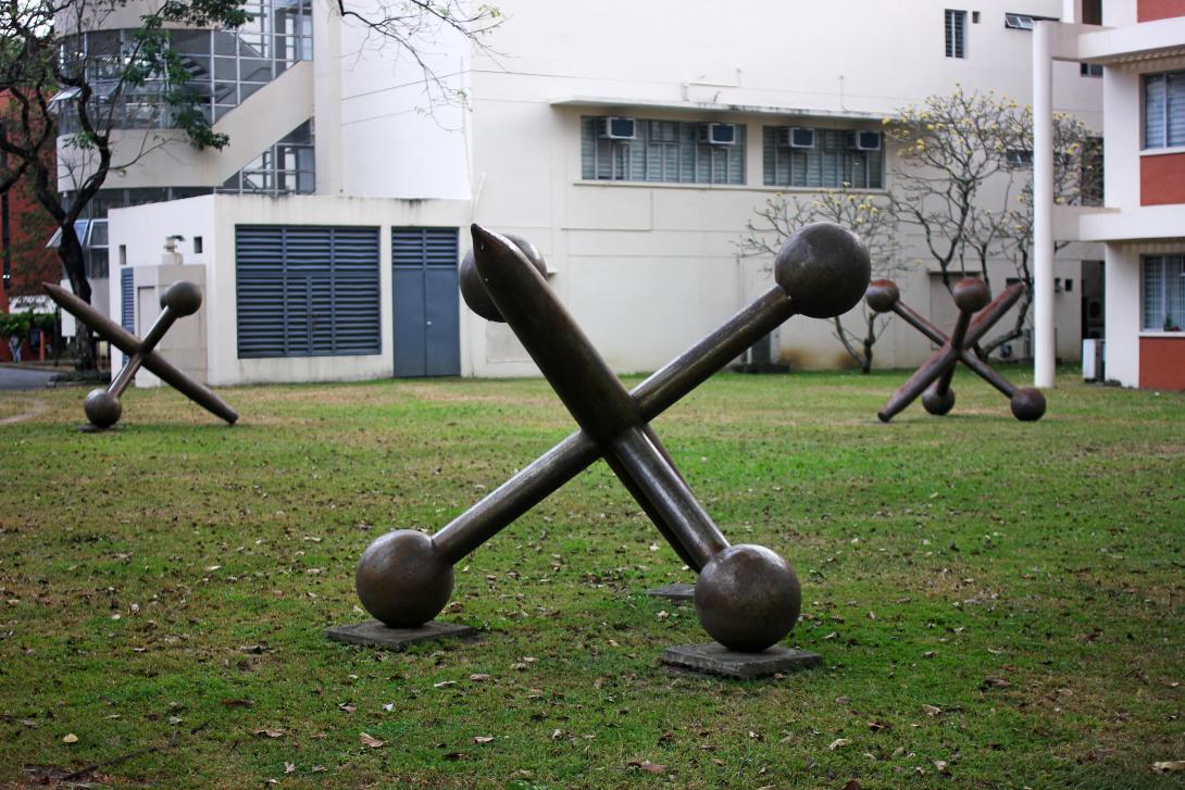 Art installation outside the Social Sciences building